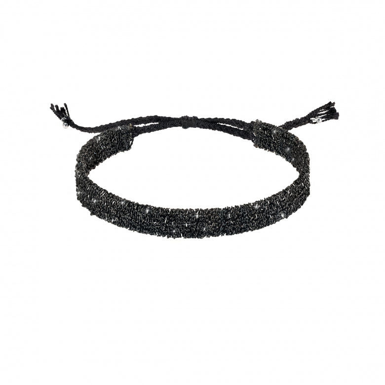 Flat Woven Chain Bracelet | Oxidized Silver