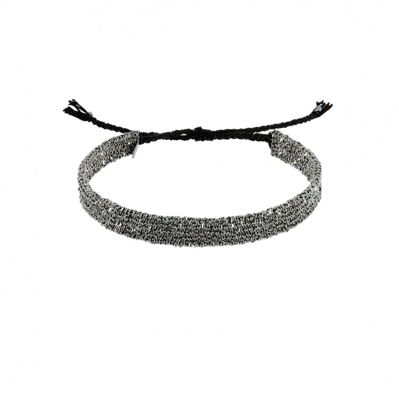 Flat Woven Chain Bracelet | Ruthenium Grey