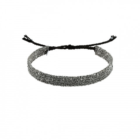 Flat Woven Chain Bracelet | Oxidized Silver