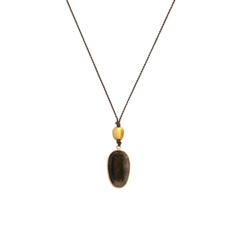 Brass Tapered Drop Oval Necklace