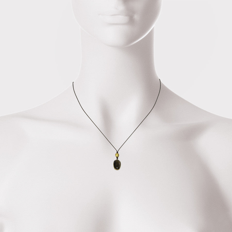Rose Cut Faceted Tourmaline and 18kt Gold Bead Necklace