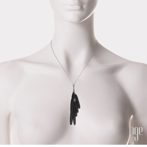 Handloomed Cotton and Sterling Fringe Necklace Black