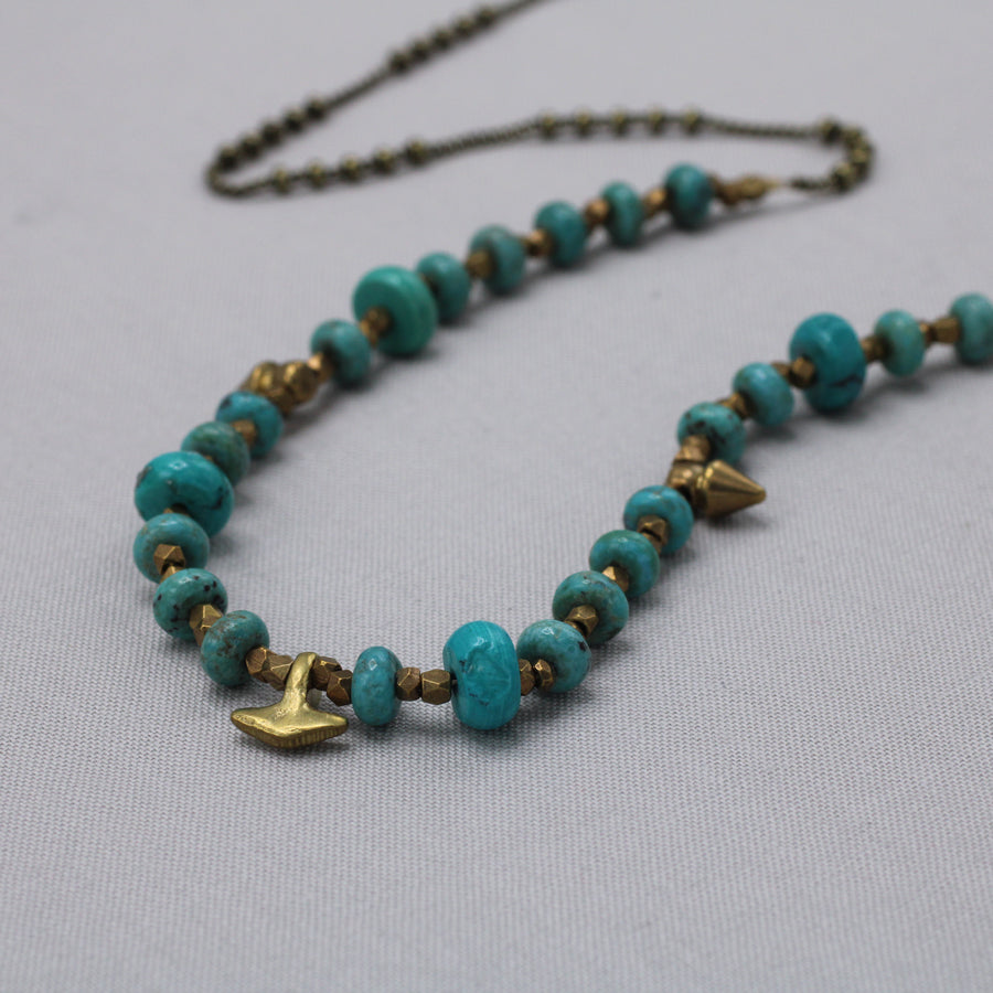 Marisa Mason | Santa Cruz Turquoise & Brass Beaded Necklace