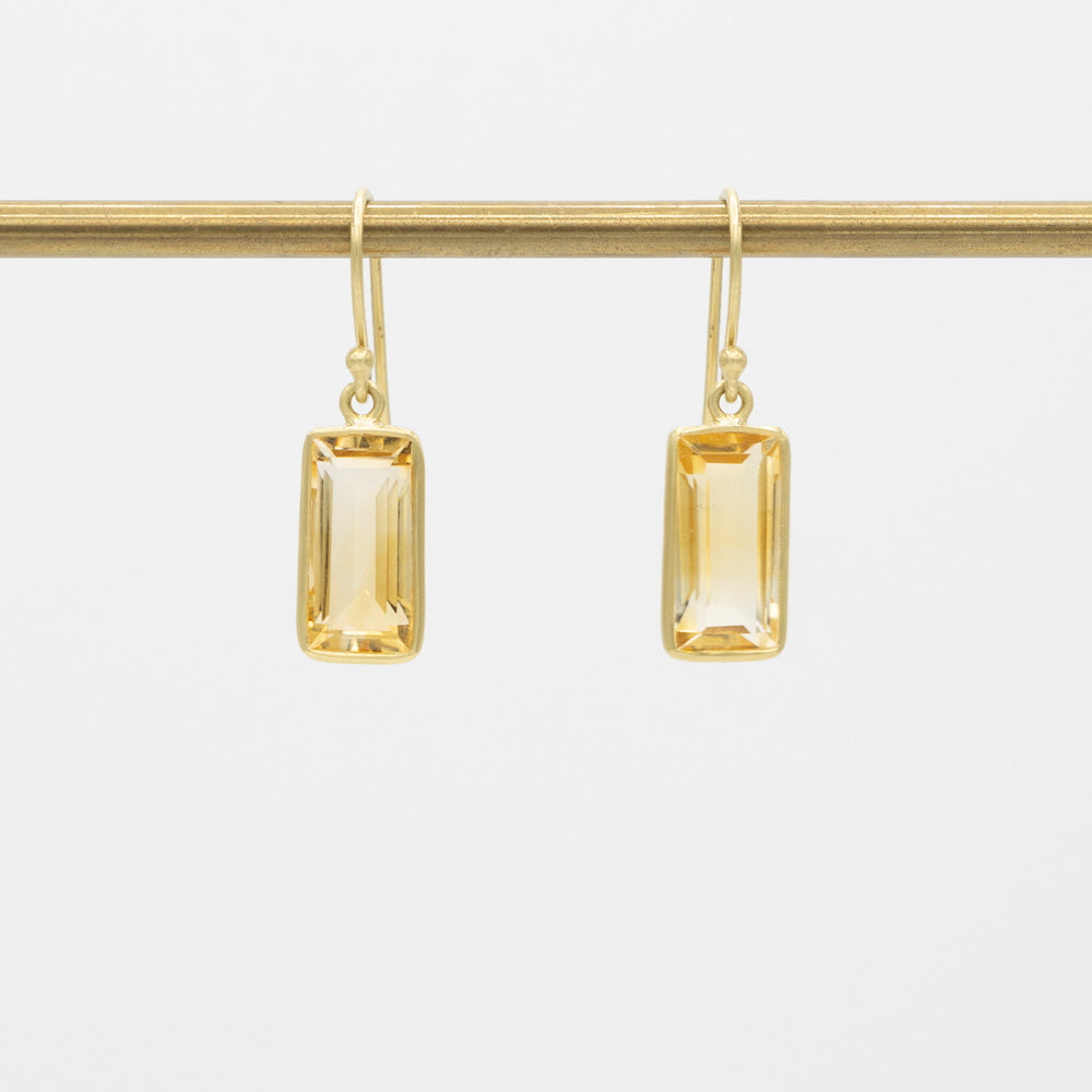 Medium Vertical Baguette Earring | Citrine