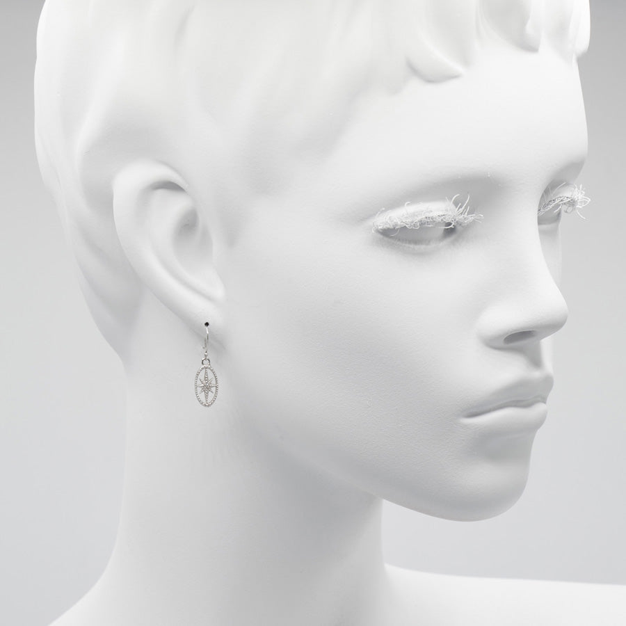 Diamond Starburst Oval Earrings