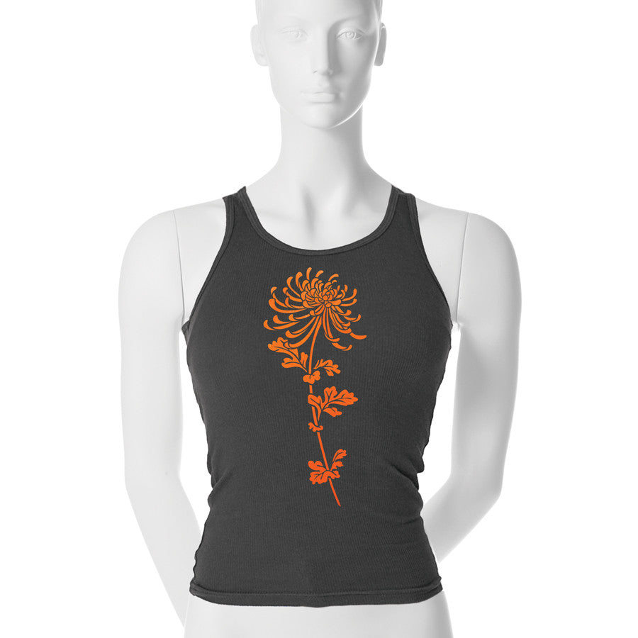 Flocked Mum Tank Top - 1 (SM) / grey / orange - 2 (MD) / grey / orange - 3 (LG) / grey / orange
