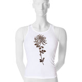 Flocked Mum Tank Top - 1 (SM) / white / brown - 2 (MD) / white / brown - 3 (LG) / white / brown