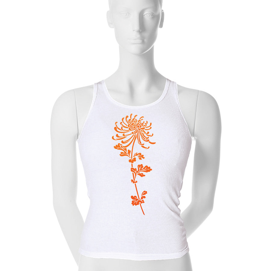 Flocked Mum Tank Top - 1 (SM) / white / orange - 2 (MD) / white / orange - 3 (LG) / white / orange