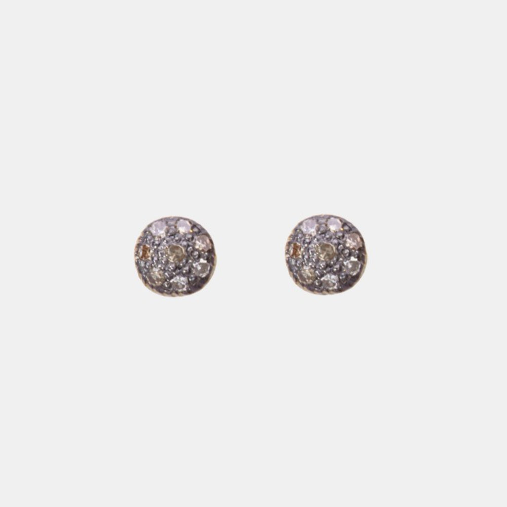Round Pavé Stud Earrings | Black