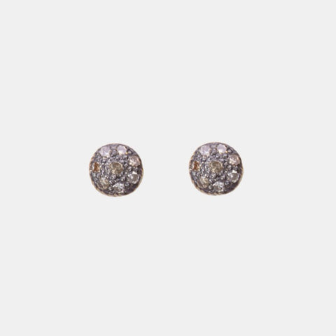 Round Pavé Stud Earrings | Black