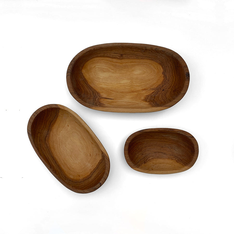 Handmade Oval Olivewood Nesting Bowls | Set of 3