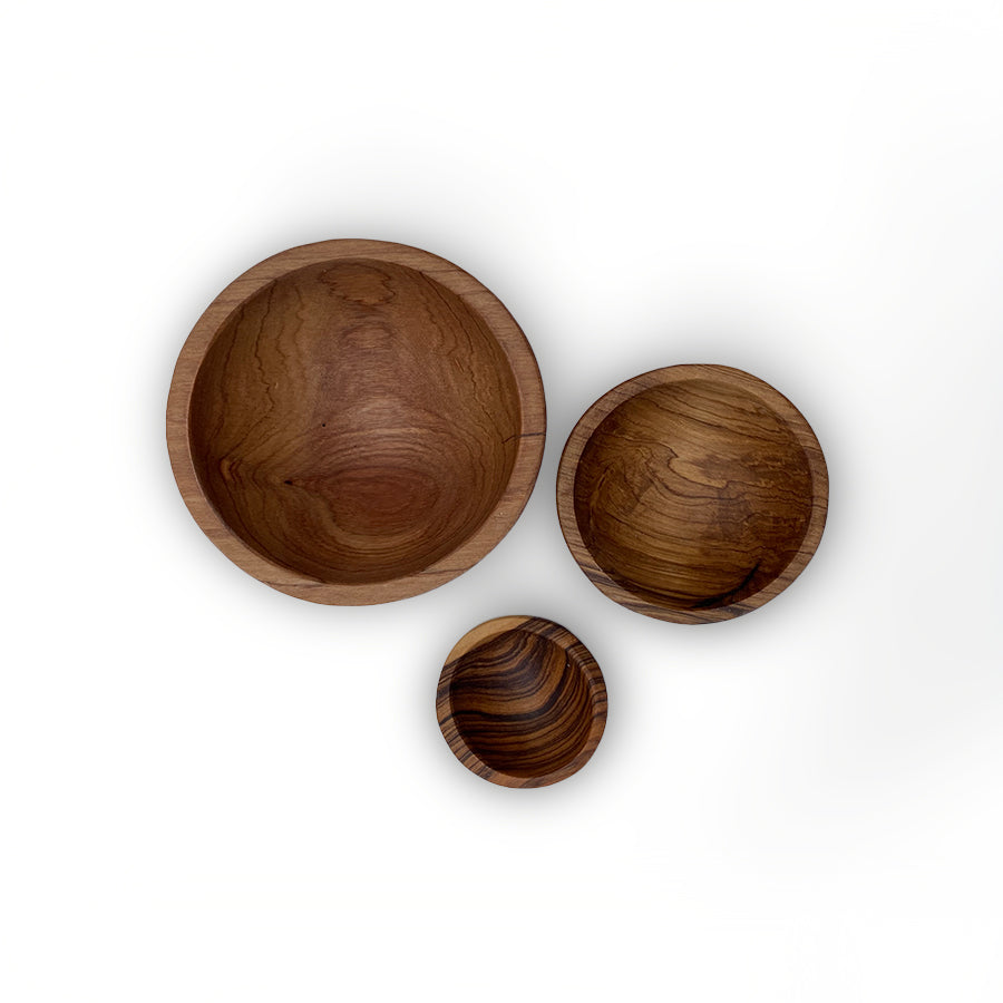 Handmade Round Olivewood Nesting Bowls | Set of 3