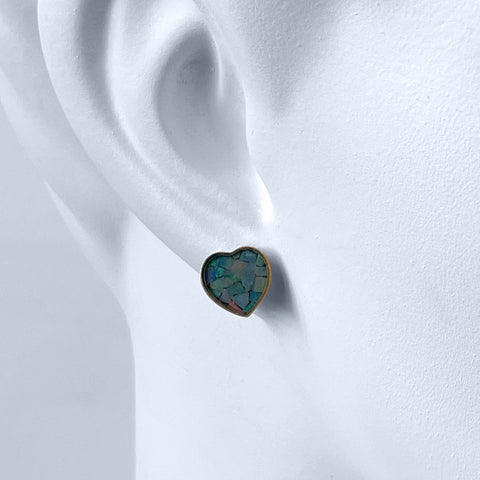 Vintage Opal Mosaic Heart Earrings