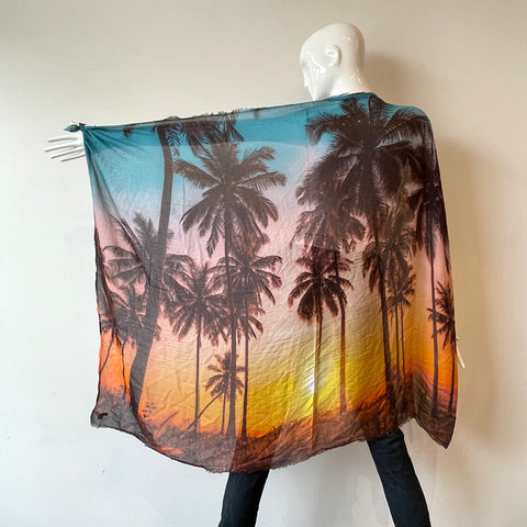 Picturesque Printed Scarf | Palm Trees | Italy