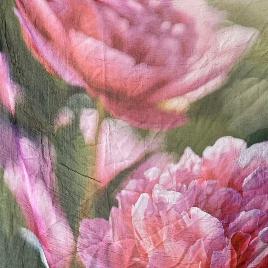 Picturesque Printed Scarf | Peony Green | Italy