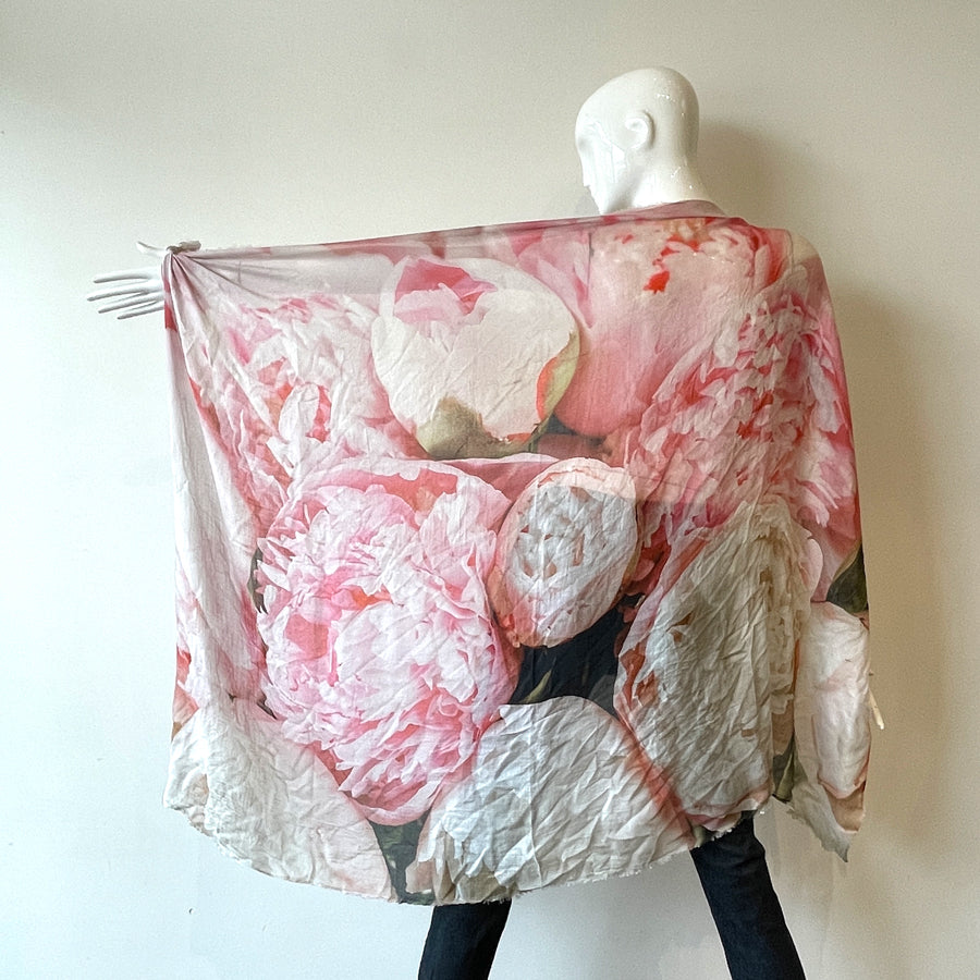 Picturesque Printed Scarf | Peony | Italy