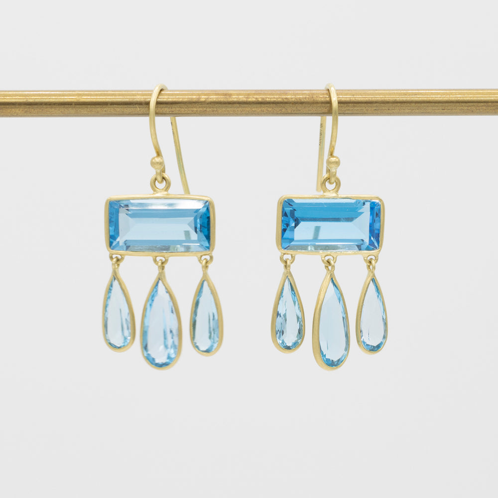 Petal Block Chandelier Earrings | Blue Topaz