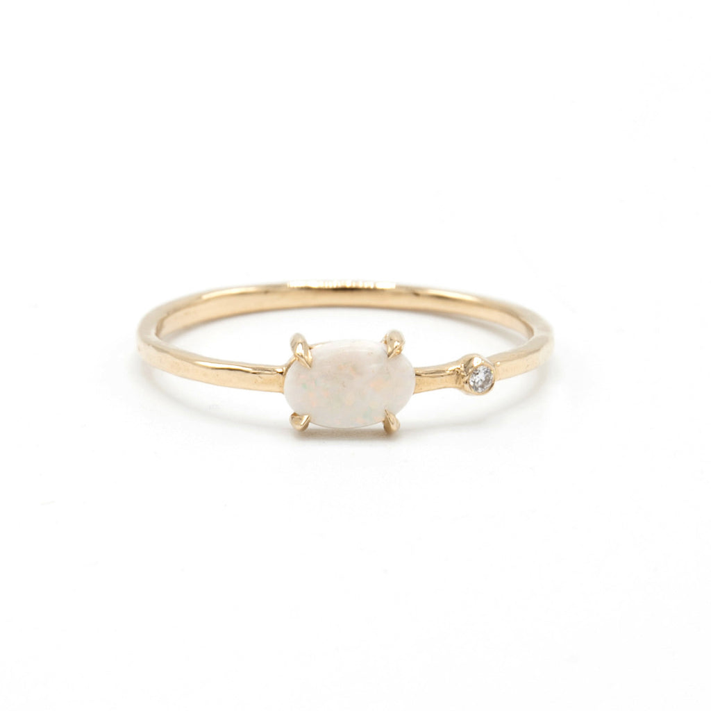 Petite Baleine | Wink Milky Opal & Diamond Ring