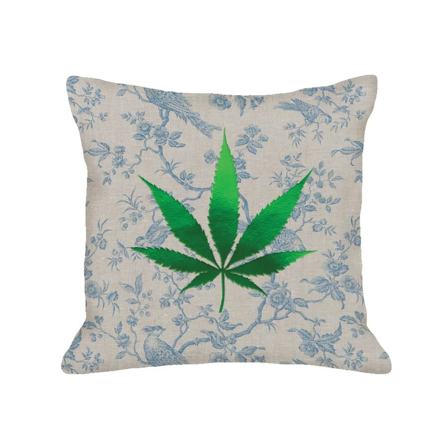 Pot Pillow - toile / green foil