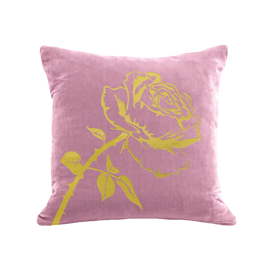 Rose Pillow - antique pink / gold foil