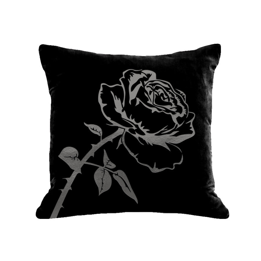 Rose Pillow - black / gunmetal foil