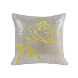 Rose Pillow - linen oatmeal / gold foil