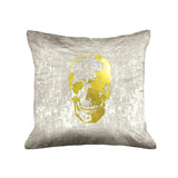 Skull Pillow - metallic taupe / gold foil