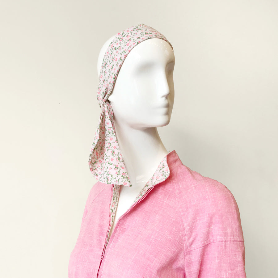70s Pink Chambray & Floral Shirt Dress