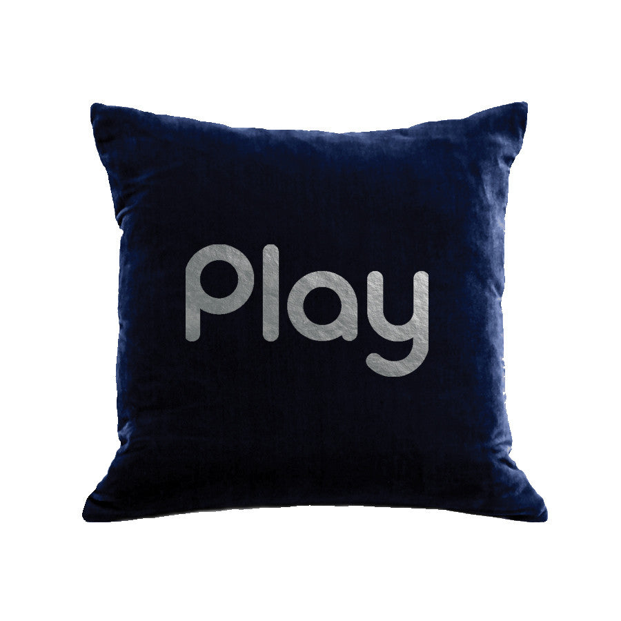 Play Pillow - navy / gunmetal foil / 18 x 18" - navy / hot pink foil / 18 x 18"