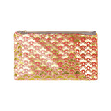 cherry blossom pouch - coral / gold foil