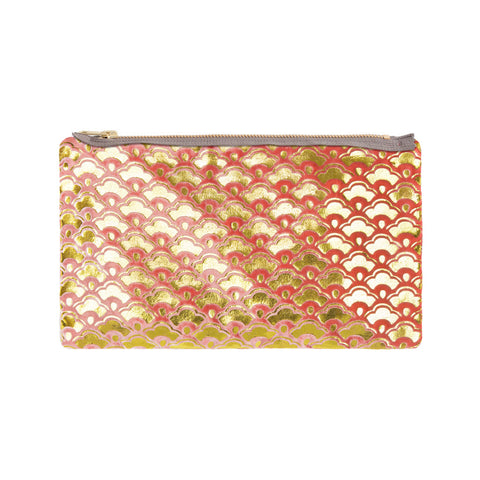 leather gilded print pouch