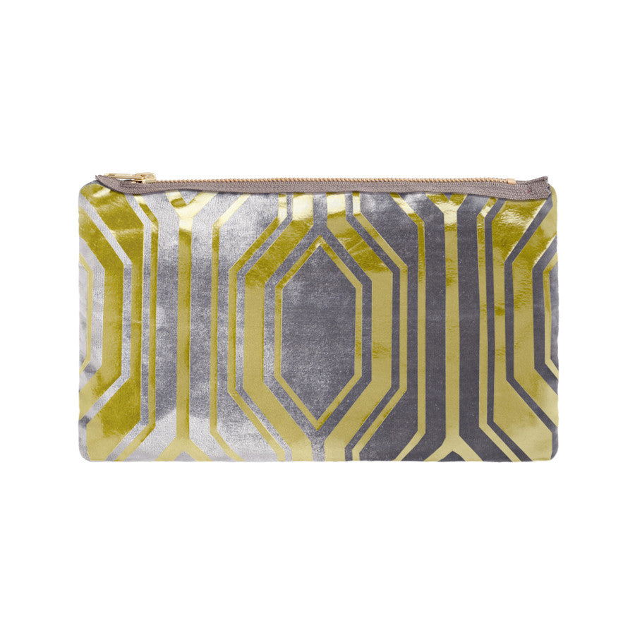 geo pouch - platinum / gold foil