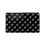 heart print pouch - black / gunmetal foil