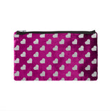 heart print pouch - fuchsia / gunmetal foil