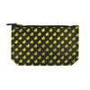 Leather Heart Print Pouch - black / gold foil