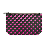 Leather Heart Print Pouch - black / hot pink foil