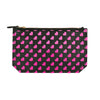 Leather Heart Print Pouch - black / hot pink foil