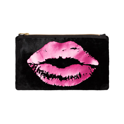 lips pouch - black / hot pink foil