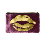 lips pouch - berry / gold foil