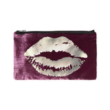 lips pouch - berry / gunmetal foil