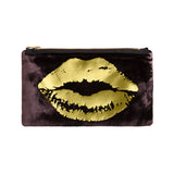 lips pouch - chocolate / gold foil
