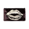 lips pouch - chocolate / gunmetal foil