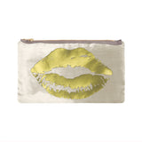 lips pouch - cream / gold foil