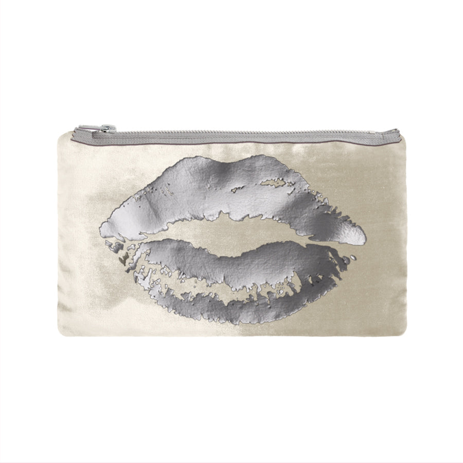 lips pouch - cream / gunmetail