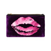 lips pouch - grape / hot pink foil