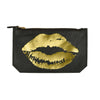 leather lips pouch - gold foil