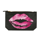 leather lips pouch - hot pink foil