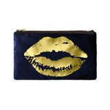lips pouch - navy / gold foil