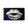 lips pouch - navy / gunmetal foil