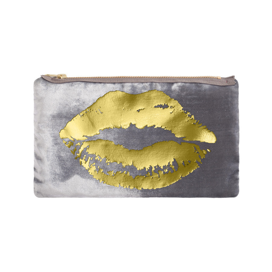 lips pouch - platinum / gold foil